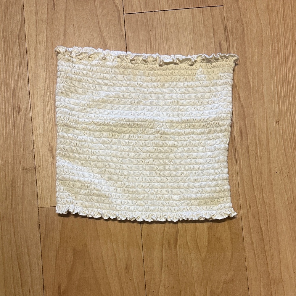 John Galt Cream Ribbed Tube Top